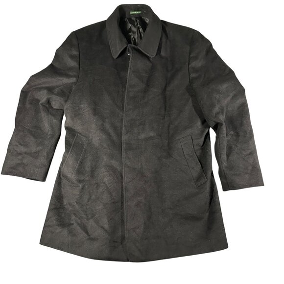 Lauren Ralph Lauren Wool Blend Overcoat Mens‎ 48R Black Jake Collared Jacket - Picture 1 of 14